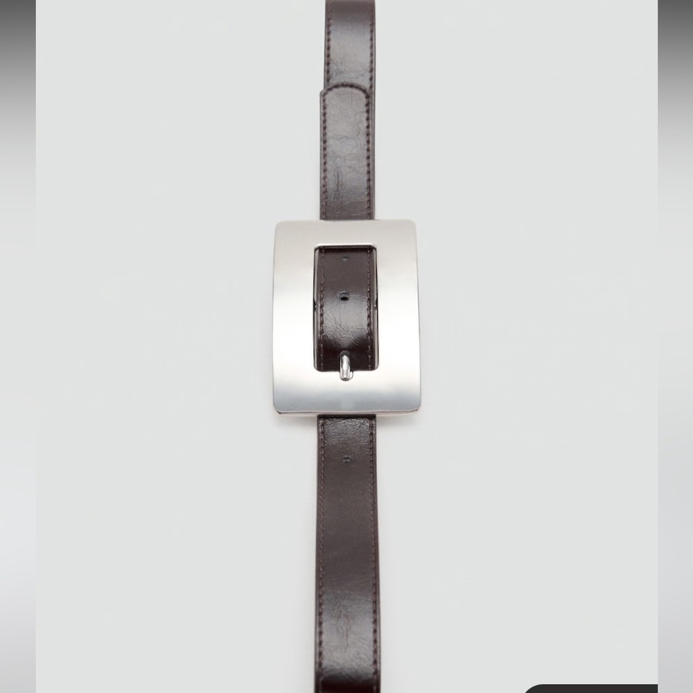 Mango brown rectangle buckle belt